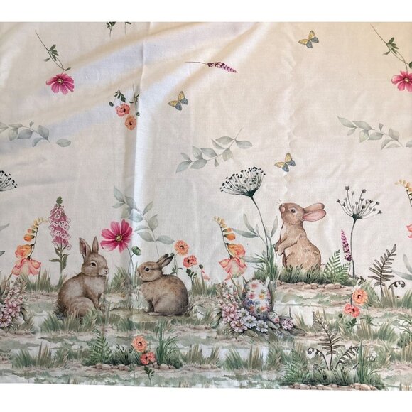 Nicole Miller Tablecloth Easter Bunny Eggs Floral Butterfly 60 x 84" Pastel - Picture 2 of 9